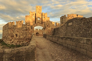 Liberty Gate at sunset, Medieval Old Rhodes Town, UNESCO World Heritage Site, Rhodes Liberty Gate at sunset, Medieval Old Rhodes Town, UNESCO World Heritage Site, Rhodes