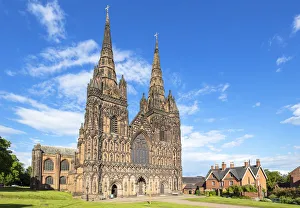 Lichfield Cathedral west front with carvings of St Lichfield Cathedral west front with carvings of St