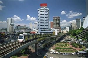 Kuala Lumpur Urban Landscape Prints: The Light Rail Transit system with the skyline of