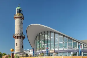 Warnemunde Lighthouse Prints: Lighthouse and Teepott building
