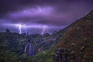 Lightning Flashes Behind Opekaa Falls Print
