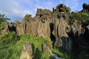 Limestone rock eroded and dissolved by water in karst region, Rammang-Rammang, Maros Limestone rock eroded and dissolved by water in karst region, Rammang-Rammang, Maros
