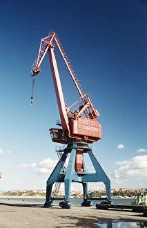 Vertical Photography Europe Prints: Loading crane at Port Santurtzi