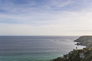 Cornish Coastal Landscapes Prints: Looking over Treen Beach, Cornwall, England, United Kingdom, Europe