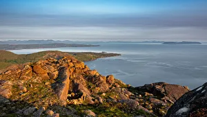 Looking down on the village of Elgol and the Isle of Eigg from the summit of Sgurr na Looking down on the village of Elgol and the Isle of Eigg from the summit of Sgurr na