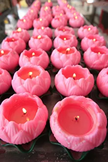 Lotus-shaped candles, Thean Hou Chinese temple, Kuala Lumpur, Malaysia, Southeast Asia Lotus-shaped candles, Thean Hou Chinese temple, Kuala Lumpur, Malaysia, Southeast Asia