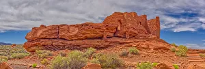 A low angle exterior view of the Wukoki Pueblo at the Wupatki National Monument, Arizona A low angle exterior view of the Wukoki Pueblo at the Wupatki National Monument, Arizona