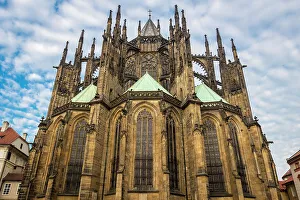 Czech Republic UNESCO Sites Prints: Low angle view of Gothic facade of St