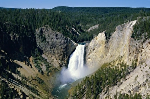 High Angle View Of Waterfall Prints: Lower Falls of Yellowstone River