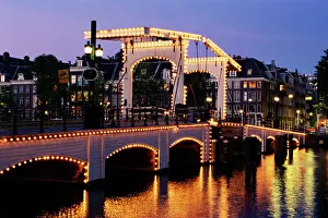 Prints of Magere Brug (Skinny Bridge), Amsterdam, The Netherlands (Holland), Europe Netherlands Prints: Magere Brug Print: Amsterdam's Historic Skinny Bridge