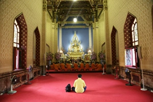 Buddhist Monks In Thailand Prints: Man and monks praying