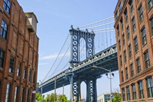 USA Suspension Bridges Prints: Manhattan Bridge, viewed from DUMBO, Brooklyn, New York City, United States of America