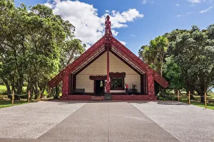Maori Meeting House, Waitangi Treaty Grounds, Bay of Islands, Northland Region, North Island Maori Meeting House, Waitangi Treaty Grounds, Bay of Islands, Northland Region, North Island