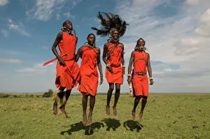 Prints of Masai performing warrior dance, Masai Mara, Kenya, East Africa, Africa Related Prints: Masai Warrior Dance Print, Masai Mara, Kenya