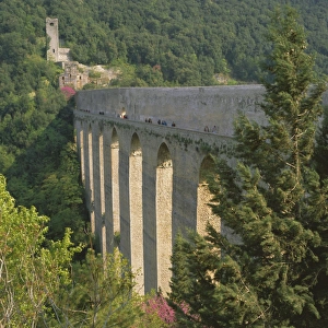European Medieval Architecture Prints: Medieval bridge and aqueduct