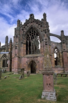 Prints of Melrose Abbey, first Cistercian settlement in Scotland, founded by David I in 1136, burial place of the heart of Robert the Bruce, Melrose, Scottish Borders, Scotland, United Kingdom, Europe Scottish Borders Prints: Melrose Abbey Print, a photograph of the Scottish Cistercian abbey