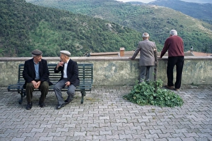 European Folk Traditions Prints: Men watching procession