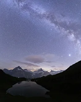 Milky Way over Bachalpsee lake on a summer night, Grindelwald, Jungfrau Region Milky Way over Bachalpsee lake on a summer night, Grindelwald, Jungfrau Region