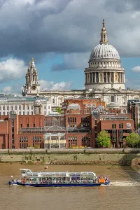 St Paul's Cathedral Architecture Prints: Millenium Bridge and St Paul's Cathedral, London, England