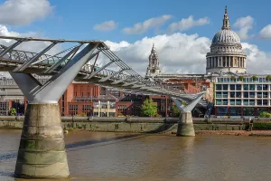 St Paul's Cathedral Architecture Prints: Millenium Bridge and St Paul's Cathedral, London, England