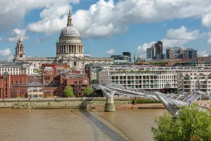 St Paul's Cathedral Architecture Prints: Millenium Bridge and St Paul's Cathedral, London, England