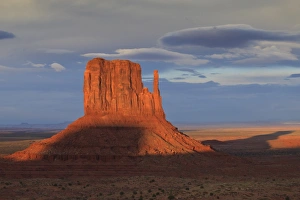 Utah Desert Scene Prints: One of the Mittens at dusk casts a long shadow