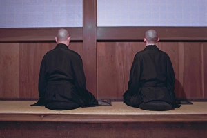 Two monks in Za-Zen meditation at Eiheiji monastery, Japan