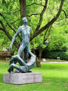 Prints of Monument aux Etudiants Resistants in Jardin du Luxembourg stands tall in the green park of Paris honoring brave students from history Luxembourg Prints: Monument aux Etudiants Resistants Print