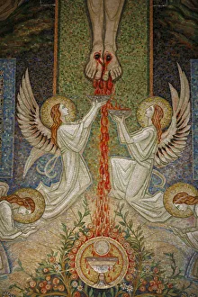 Detail of the mosaic by Antoine Molkenboer showing the Blood of Christ, Annecy Detail of the mosaic by Antoine Molkenboer showing the Blood of Christ, Annecy