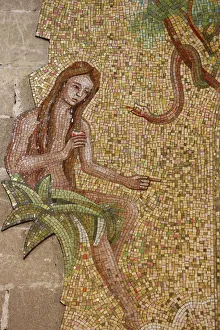 Mosaic of Eve and the serpent in Sacro Cuore di Gesu church, Gallipoli, Lecce, Apulia Mosaic of Eve and the serpent in Sacro Cuore di Gesu church, Gallipoli, Lecce, Apulia