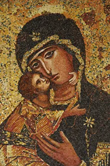 Mosaic of Greek Virgin, Annunciation Basilica, Nazareth, Galilee, Israel, Middle East Mosaic of Greek Virgin, Annunciation Basilica, Nazareth, Galilee, Israel, Middle East