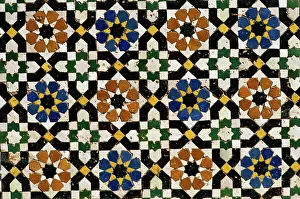 Prints of Mosaic tilework, Zaouia Moulay Idriss, an Islamic shrine, Fes el Bali, Fes (Fez), Morocco, North Africa, Africa Islamic Architecture Prints: Mosaic Tilework Print of Zaouia Moulay Idriss