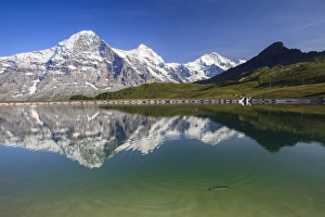 Grindelwald Landscape Photography Prints: Mount Eiger reflected in clear waters of a lake, Mannlichen, Grindelwald, Bernese Oberland