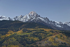 Colorado Mountain Landscape Prints: Mount Sneffels at first light with a dusting of snow in the fall