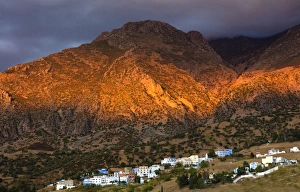 North African Mountains Prints: Mountains bathed in evening light, near Chefchaouen (Chaouen), Morocco, North Africa