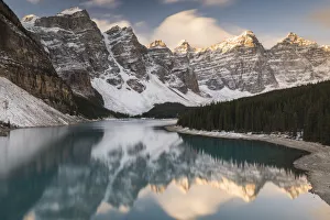 Mountains reflected in Moraine Lake, Banff National Park, UNESCO World Heritage Site Mountains reflected in Moraine Lake, Banff National Park, UNESCO World Heritage Site