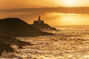 Prints of Mumbles Lighthouse, Bracelet Bay, Gower, Swansea, Wales, United Kingdom, Europe Swansea Prints: Mumbles Lighthouse Print, Bracelet Bay, Wales