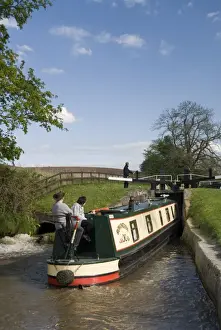 Narrow Boat Print: Llangollen Canal Locks at Grindley Brook