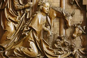 Detail of the Nativity on the carved altar, dating from 1509, Mauer bei Melk church Detail of the Nativity on the carved altar, dating from 1509, Mauer bei Melk church