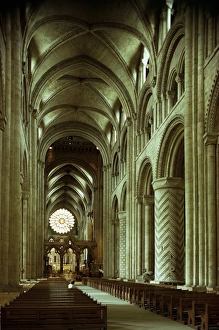 English Heritage Sites Visit Prints: The nave, Durham Cathedral, County Durham, England, United Kingdom, Europe