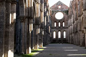 Nave of roofless 13th century Gothic Cistercian Abbey of San Galzano, Chiusdino, Tuscany Nave of roofless 13th century Gothic Cistercian Abbey of San Galzano, Chiusdino, Tuscany