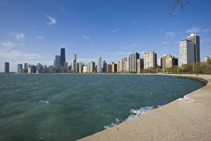 Near North skyline and Gold Coast, from Lake Michigan, Chicago, Illinois Near North skyline and Gold Coast, from Lake Michigan, Chicago, Illinois