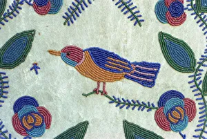 Detail of Nez Perce beadwork of cradle board, Olympia State Capitol Museum Detail of Nez Perce beadwork of cradle board, Olympia State Capitol Museum