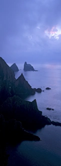Great Britain Outdoor Photography Prints: North cliffs and stack of Skroo in the mist
