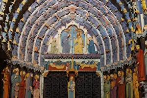 European UNESCO Sites Prints: North gate, Chartres cathedral lighting, UNESCO World Heritage Site, Chartres
