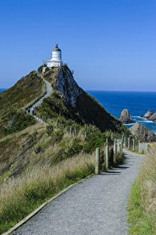 Nugget Point Lighthouse Prints: Nugget Point Lighthouse, the Catlins, South Island, New Zealand, Pacific