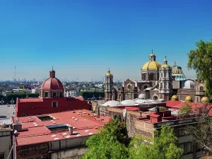 Mexico City Landmarks Prints: Old Basilica of Guadalupe, elevated view, Villa de Guadalupe, Mexico City, Mexico