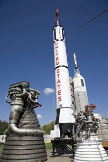 Prints of Old rockets on display at Johnson Space Centre, Houston, Texas, United States of America, North America Images Dated 2008 October: Johnson Space Centre Rocket Display Print