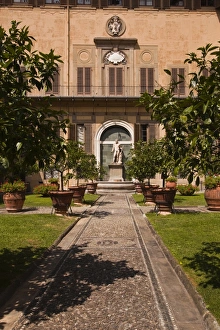 The outdoor courtyard of Palazzo Medici Riccardi, Florence, Tuscany, Italy, Europe The outdoor courtyard of Palazzo Medici Riccardi, Florence, Tuscany, Italy, Europe