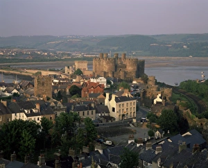 Wales Travel Destination Prints: Overview with castle